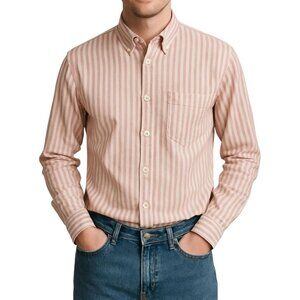 American Eagle Relaxed Fit Men's Pink Striped Button Down Shirt Size M